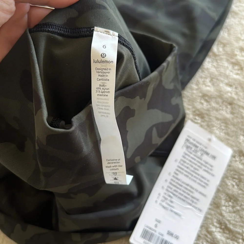 Lululemon Wunder Under HR 25” Camo Multi Gator Green